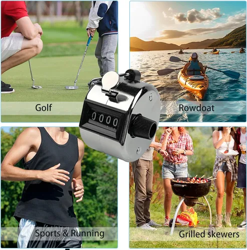 Vista 5 de BGJRBY Paquete de 3 contadores manuales con 4 dígitos, palma mecánica con anillo de dedo de metal para entrenamiento, tejido, regazo, pesca, golf