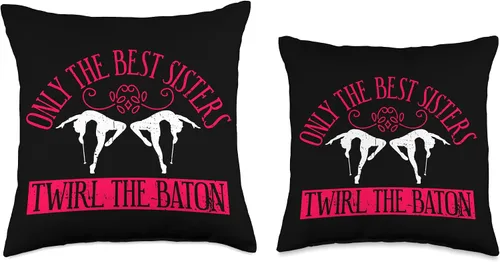 Vista 3 de Baton Twirling & Majorette Dance Designs Sister Design for Baton Twirler Sis Throw Pillow, 16x16, Multicolor