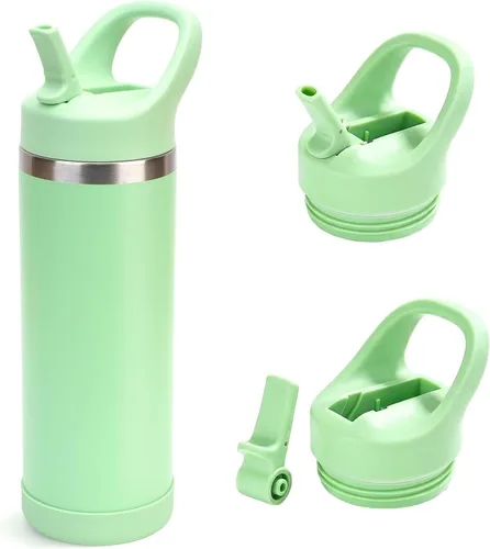 Vista 10 de Hydraful Botella de agua para niños de 12 onzas con tapa de pajilla, botella de acero inoxidable aislada al vacío, botella de agua deportiva sin BPA