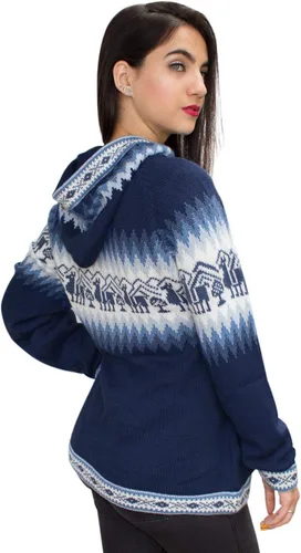 Vista 18 de Little Llamas Chaqueta Sudadera con Capucha de Lana de Alpaca Tejida Negro