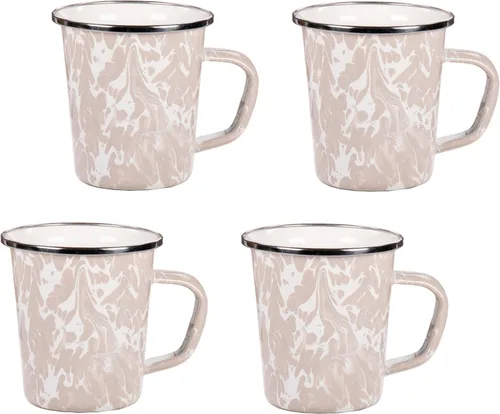 Vista 5 de Golden Rabbit Enamelware Latte Coffee or Tea Mugs, 16 ounce, Americana, Set of 4