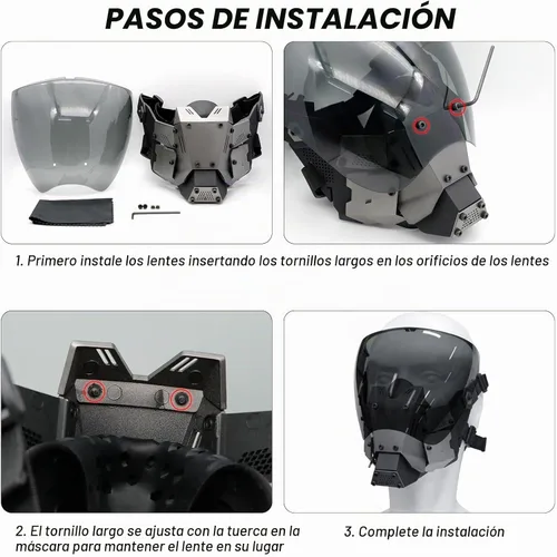 Vista 6 de Máscara punk Airsoft, máscara gótica para disfraz para hombre