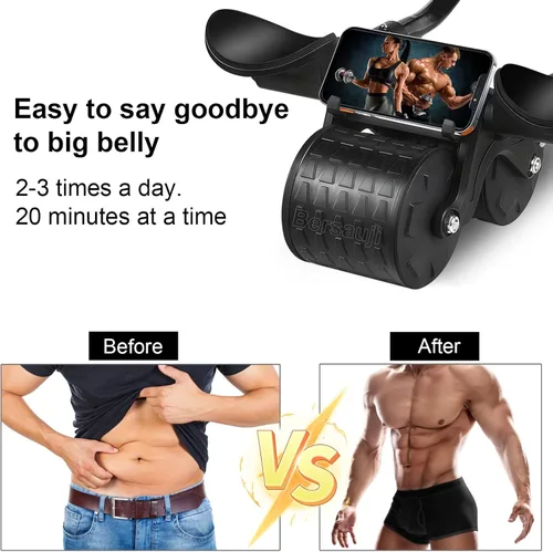 Vista 2 de 2026 New Ab Roller Wheel with Knee Mat &Timer, Automatic Rebound Abdominal Wheel, Ab Abdominal Exercise Roller with Elbow Support, Abs Workout