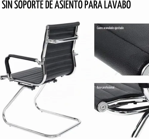 Vista 9 de Juego de 2 sillas de sala de conferencias, sillas de sala de espera con brazos, sillas de recepción de piel sintética sin ruedas, sillas de Negro