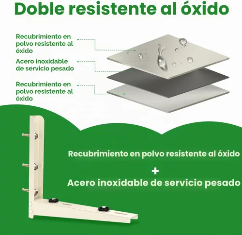 Vista 3 de Mini soporte de montaje en pared dividida plegable Soporte de Soporte a prueba de óxido para mini split AC 7000 BTU a 12000 BTU, máximo 400 libras