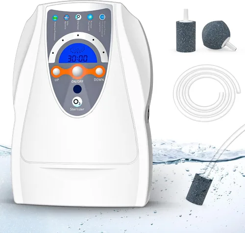 Vista 9 de Máquina de ozono, máquina multiusos de ozono de 1000 mg/h para aire, agua, frutas, verduras, dispositivo limpiador en agua, color gris oscuro