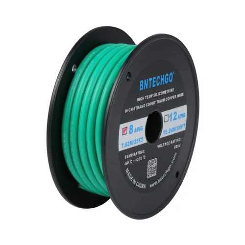 Vista 12 de Bntechgo 8 alambres de silicona suave y flexible, silicona resistente a altas temperaturas, altamente eficiente 8 AWG calibre, 1650 hilos de alambre