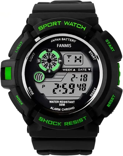 Vista 2 de Fanmis Reloj digital digital multifunción para hombre, electrónico, impermeable, con alarma, reloj deportivo de cuarzo, Azul Patchwork