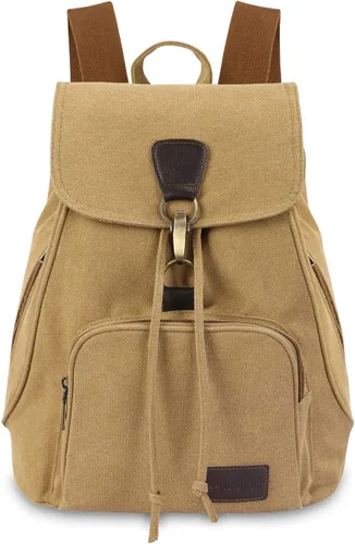 Vista 24 de Mochilas de lona a la moda, bolso casual para compras al aire libre, mochila deportiva, senderismo, viajes, bolsa multiusos, Café, Mochilas