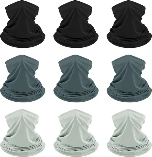 Vista 9 de 9 piezas de pasamontañas para hombre, polaina para el cuello, máscara facial de verano, protección solar, refrescante, transpirable, cubierta