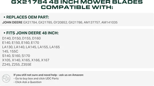 Vista 7 de GY20852 Cuchillas de corte de repuesto para John Deere 48