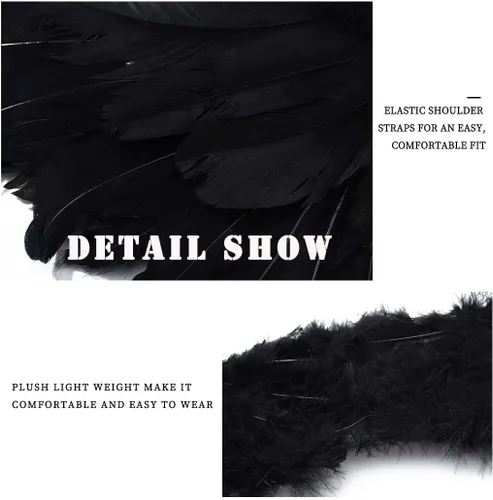 Vista 6 de Alas de ángel de plumas de Halloween, disfraces de cosplay, fiesta, accesorios de Navidad para mujeres adultas, niñas (31.5 x 23.6 pulgadas)