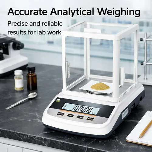 Vista 3 de Lab Analytical Balance - Báscula digital de precisión de 17.64 oz x 0.00 oz, con parabrisas e interfaz RS232, para laboratorios científicos