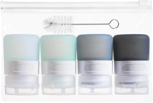 Vista 26 de MICEBAY Botellas exprimibles de condimentos para salsas, mini recipiente de silicona para aderezo de ensalada de 1 onza para llevar con bolsa