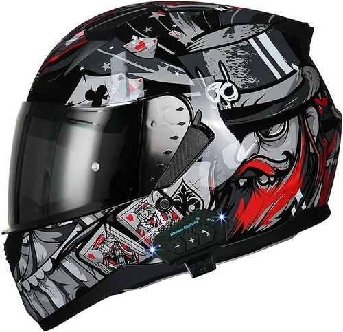 Vista 13 de Casco de motocicleta Bluetooth antivaho, doble visera, abatible, casco de moto de cara completa, aprobado por DOT, altavoz dual integrado