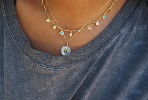 Vista 16 de Alef Bet by Paula Amulet Evil Eye and Hamsa Hand Necklace