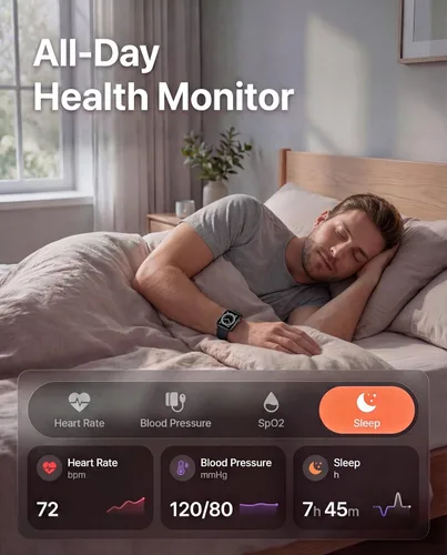 Vista 2 de Smart Watch, Fitness Watch for Women Men with 24/7 Heart Rate/Blood Pressure Monitor,Pedometer, Sleep Tracker, 120+ Sport Modes, IP68 Waterproof