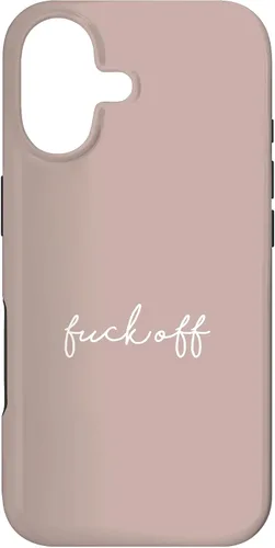 Vista 32 de Funda para iPhone 16 Pink Taupe Fuck Off Divertida manuscrita a mano con refranes sarcásticos groseros