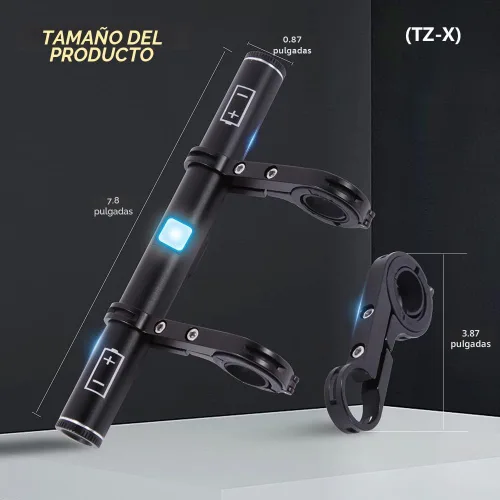 Vista 6 de Redcomets Extensor de manillar de bicicleta recargable por USB, extensión de manillar de bicicleta de 7.8 pulgadas y cargador de teléfono