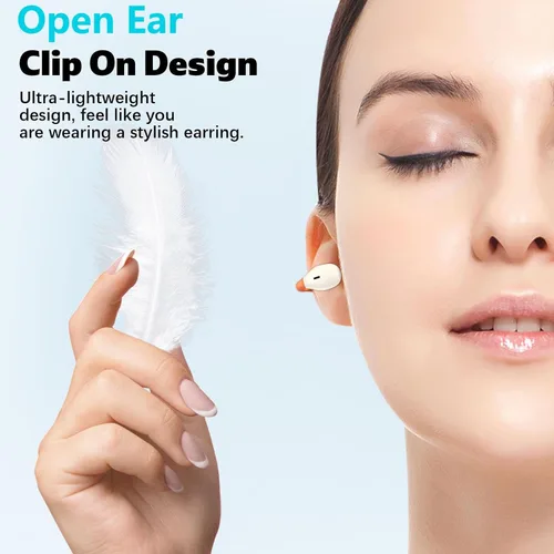 Vista 2 de TOPAUX Auriculares inalámbricos de oreja abierta con clip seguro Auriculares deportivos blancos Conducción ósea ligera Auriculares Bluetooth