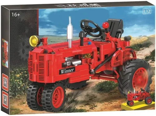 Vista 6 de Juego de bloques de construcción de tractor clásico, 302 piezas de bloques de construcción de tractor agrícola clásico, juego de modelos de juguete