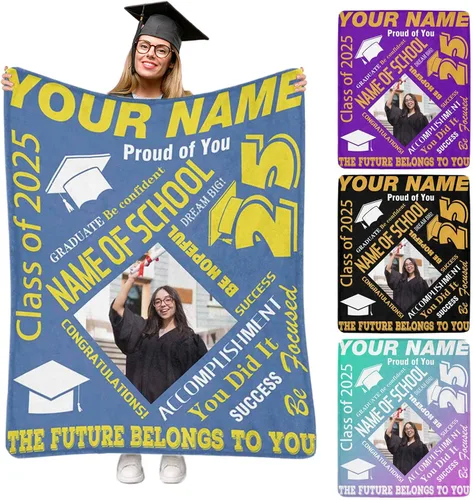 Vista 37 de Manta personalizada de graduación 2025, manta personalizada para regalo de graduación con nombre de la universidad, manta de felicitación