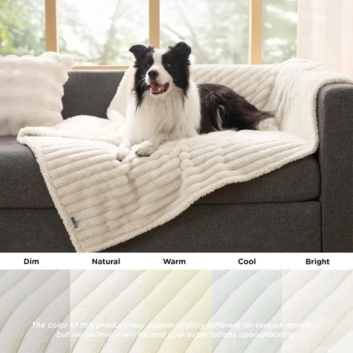 Vista 6 de Bedsure ComfyFleece® - Mantas impermeables para perros grandes, 50 x 60 pulgadas, color crema