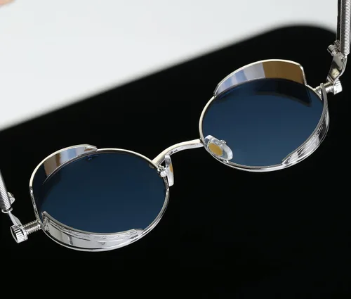 Vista 55 de Dollger Gafas de sol vintage Steampunk Retro Metal Round Circle Frame