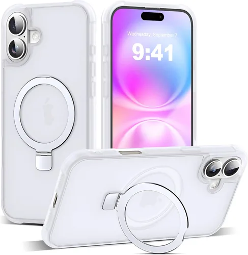 Vista 155 de SKYLMW - Funda compatible con iPhone 11 de 6.1 pulgadas, con soporte magnético invisible tipo anillo, funda translúcida de grado militar, compatible