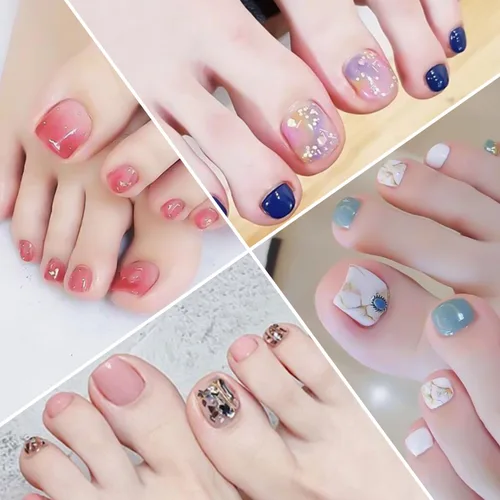 Vista 4 de 20 Hojas 440 Piezas Adhesivas Autoadhesivas para Uñas de Dedo del Pie, Láminas Completas para Mujeres y Niñas, Calcomanías de Uñas con Gradiente