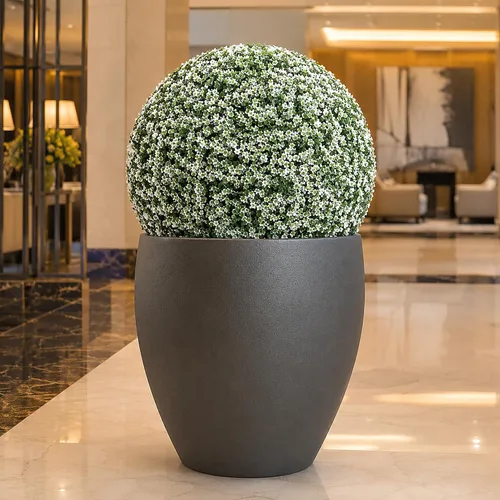 Vista 3 de 3rd Street Inn Bola topiaria XL Baby's Breath - Juego de plantas artificiales - Decoración de fiesta de boda para interiores y exteriores - Esfera