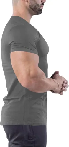 Vista 3 de Uni Clau Camisetas musculares para hombre, camisetas de manga corta a la moda, camiseta de entrenamiento atlético para gimnasio
