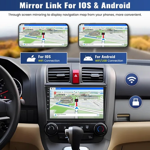 Vista 3 de 4 núcleos+64G Android 15 para Honda CRV 2007-2011 Radio de coche estéreo con A-pple inalámbrico CarPlay Android Auto WiFi GPS, pantalla táctil de 9