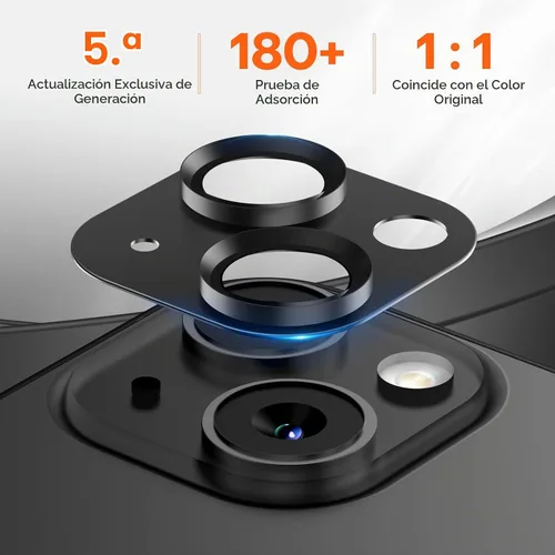 Vista 3 de Protector de lente de cámara para iPhone 15/iPhone 15 Plus/iPhone 14/iPhone 14 Plus, pantalla de cubierta de cámara de vidrio templado de aleación