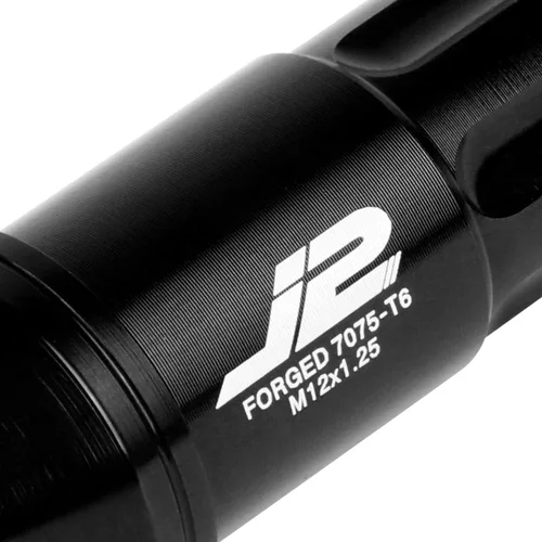 Vista 3 de J2 Engineering - 20 tuercas de aluminio M12 x 1.25 7075-T6 de 1.969 in con llave de enchufe (negro)