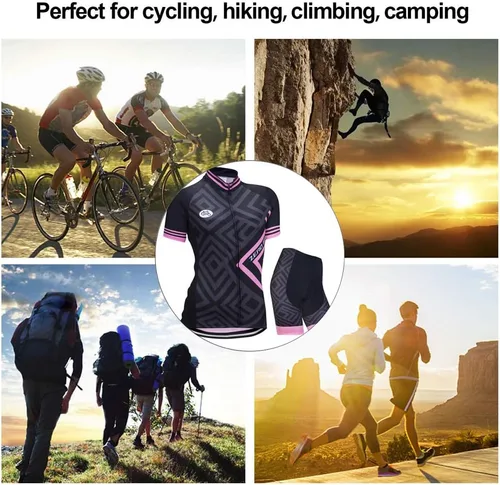 Vista 5 de Jersey de ciclismo para mujer, de manga corta, secado rápido, transpirable, para montaña.
