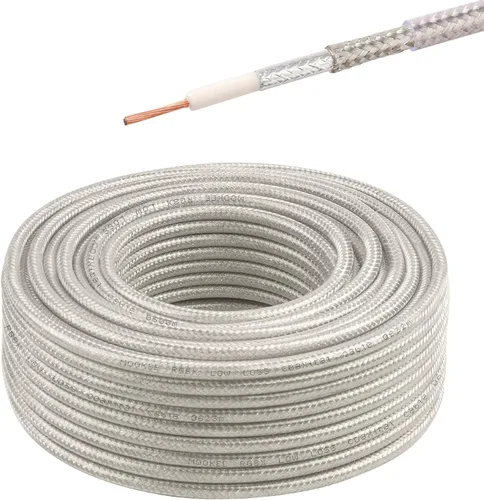 Vista 7 de MOOKEERF RG8X Cable coaxial de 30 pies, baja pérdida 50 ohmios RG 8X Cable 30 pies, Negro