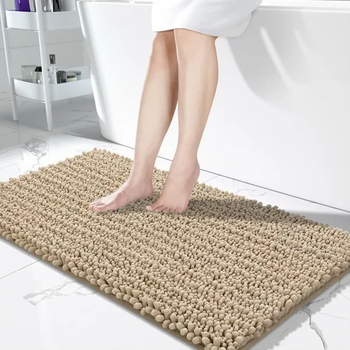 Vista 114 de Yimobra Alfombras de Baño Antideslizantes Lavables - Alfombra de Baño de Chenilla Ultra Suave Absorbente, Alfombra Peluda de Secado Rápido para Negro