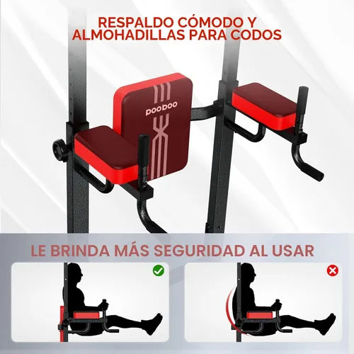 Vista 4 de Pooboo Power Tower Dip Station Pull Up Bar for Fitness Home Gym Workout,450 Pounds Multi-Function Adjustable Height Fitness Strength Training