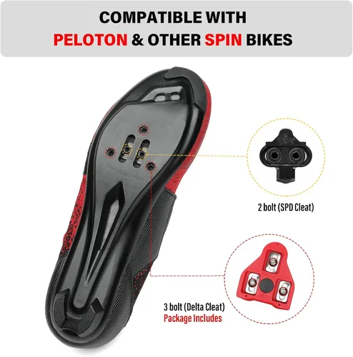 Vista 3 de Zapatos de ciclismo unisex compatibles con Peloton Bike y SPD Indoor Road Riding Ciclismo Zapatos de bicicleta con tacos Delta incluidos