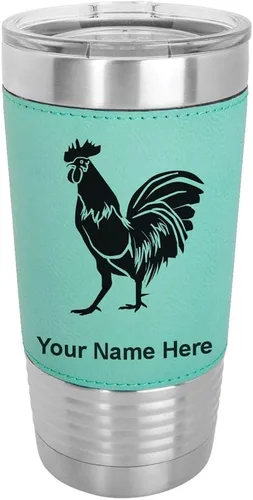 Vista 21 de LaserGram Vaso aislado al vacío de 20 onzas, gallo, grabado personalizado incluido (piel sintética, estilo béisbol)