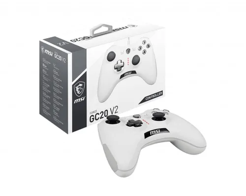 Vista 5 de MSI FORCE GC20 V2 WHITE Wired PC Gamepad Controller - Interchangeable D-Pad Covers, Dual Vibration Motors, USB 2.0 - Wired