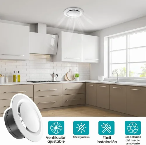 Vista 6 de HG Power Cubiertas de Ventilación de Aire de 3 Pulgadas, Ventilación de Sofito Ajustable de ABS, Difusor de Techo Redondo para Sala de Estar