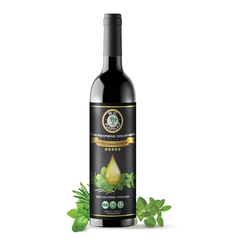 Vista 11 de M.G. PAPPAS Aceite de oliva extra virgen infundido con albahaca rico en polifenoles - Aceite de oliva griego prensado en frío y sin filtrar - Alto