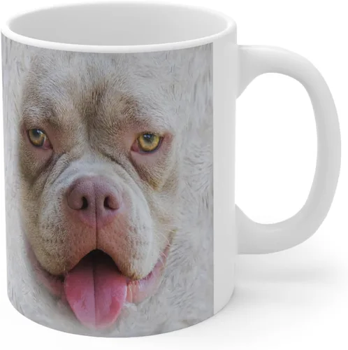 Vista 3 de Funny Gifts - Taza de café de cerámica blanca con diseño de perro American Bully de 11 onzas