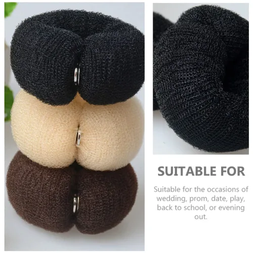 Vista 9 de Moldeador de donas grande, 6 piezas para hacer moños de cola de caballo, moño, moño de dona, bandas elásticas para el cabello, moldeador de donas