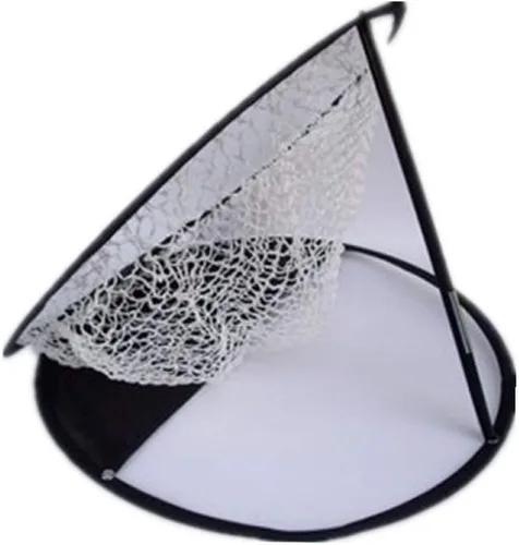 Vista 4 de Práctica de entrenamiento portátil de tiro de golf para practicar astillado, cesta de red duradera, portátil, plegable, color negro