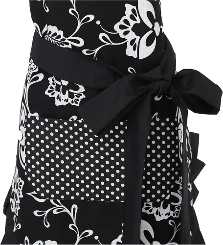 Vista 5 de Delantal para mujer Surblue, 100 % algodón orgánico, reutilizable, con dobladillo y dos bolsillos, tira extralarga