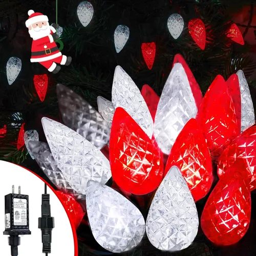 Vista 9 de Guirnalda de 240 luces LED C6 de 78 pies, luces de Navidad súper largas para exteriores e interiores con 13 modos y temporizador, luz parpadeante