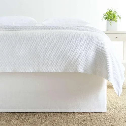 Vista 9 de Pine Cone Hill Lush Linen - Falda de cama color marfil, tamaño individual, patrón sólido marfil Crema